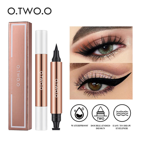 O.TWO.O - Eyeliner Liquide Waterproof Noir Double Embout, Séchage Rapide et Précision Totale