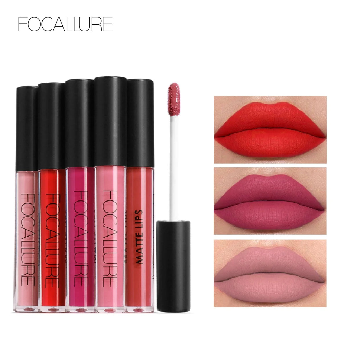 FOCALLURE - Rouge à Lèvres Liquide Waterproof Mat Teintes Nude et Velours Rouge