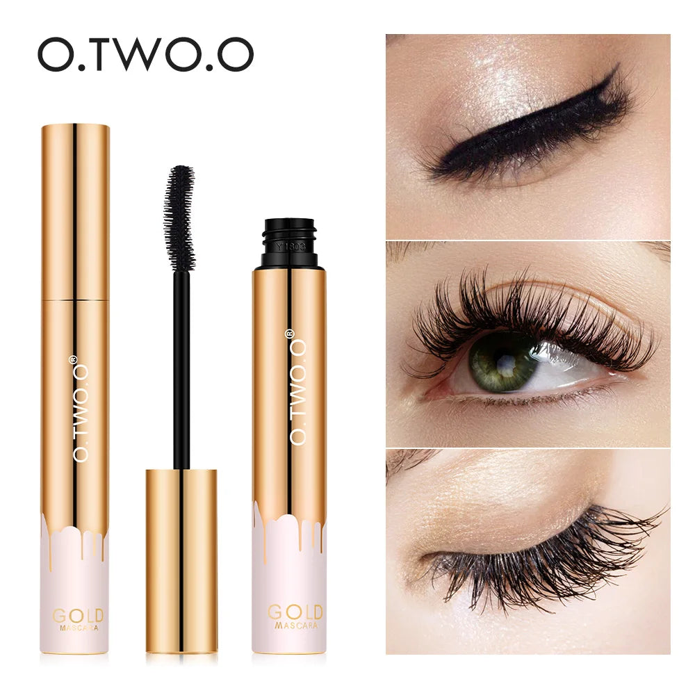 O.TWO.O - Mascara 3D Allongeant Noir, Extension de Cils, Longue Tenue, Brossage Précis, Couleur Or