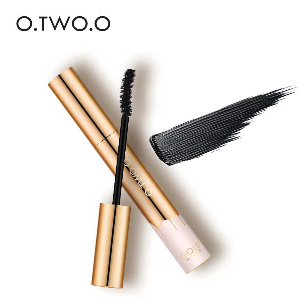 O.TWO.O - Mascara 3D Allongeant Noir, Extension de Cils, Longue Tenue, Brossage Précis, Couleur Or