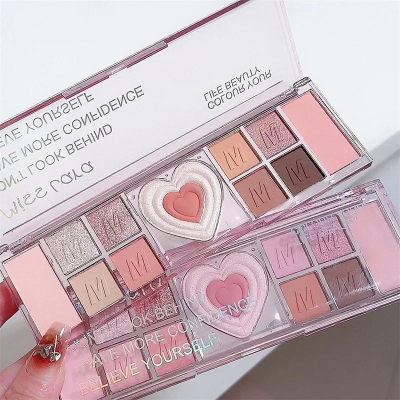 LoveHeart - Palette 12 Couleurs Rose et Marron, Tons Froids Naturels, Fini Mat