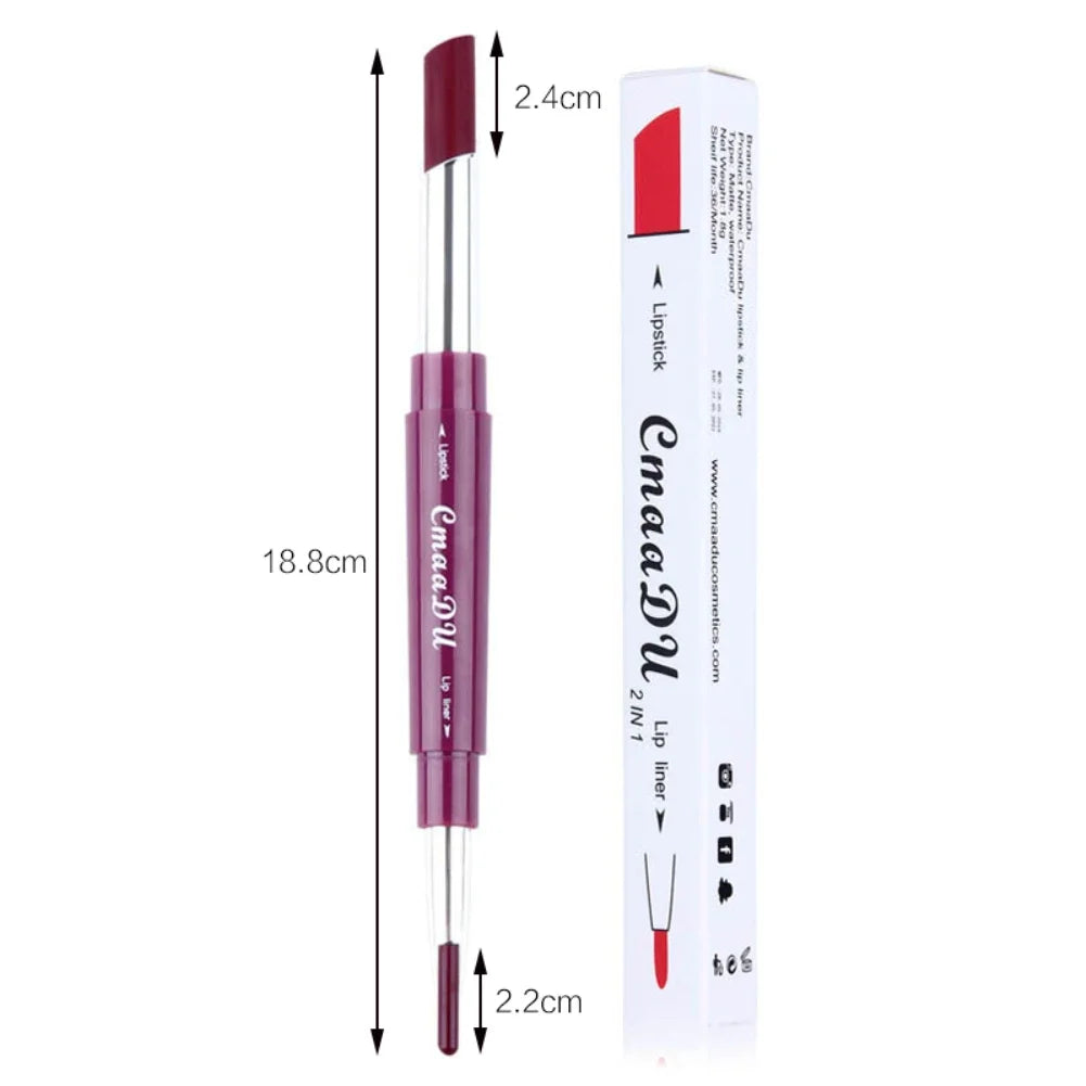 CmaaDu - Rouge & Crayon à Lèvres 2-en-1 Mat Waterproof, 6 Couleurs Longue Tenue