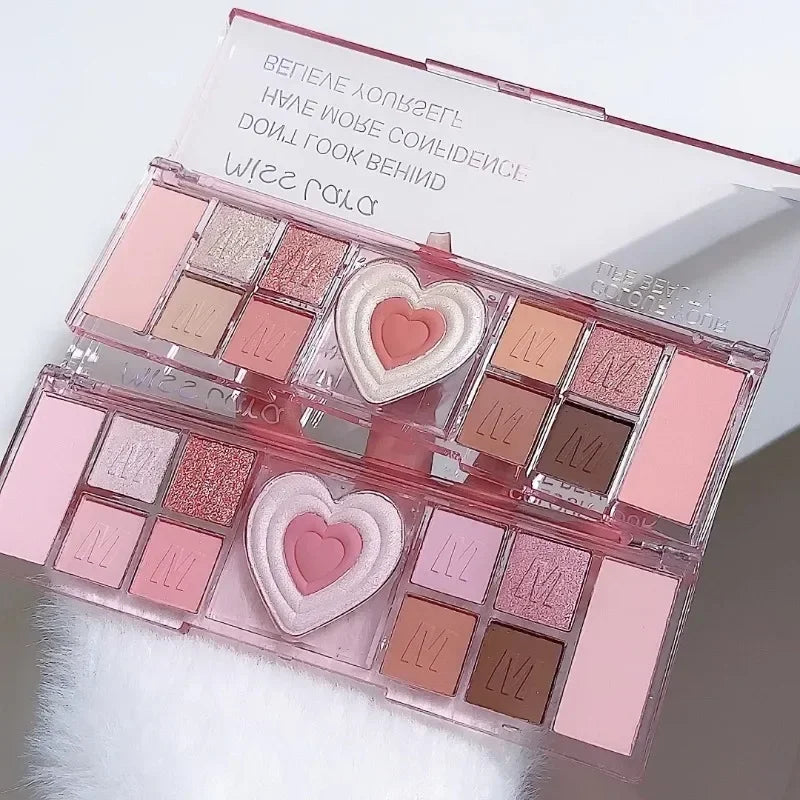 LoveHeart - Palette 12 Couleurs Rose et Marron, Tons Froids Naturels, Fini Mat